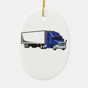 MED SEMI TRUCK KERAMIK ORNAMENT