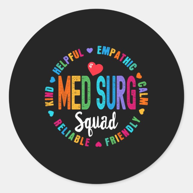 Med Surg Squad Nurse Team Einschreiben Runder Aufkleber (Vorderseite)