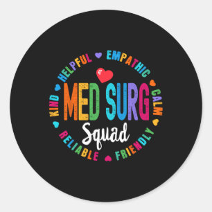 Med Surg Squad Nurse Team Einschreiben Runder Aufkleber