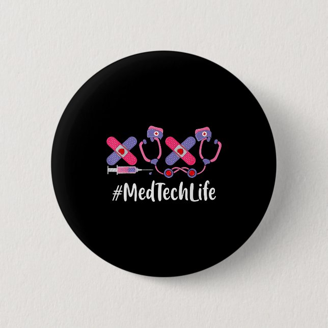 Med Tech Valentines Day Women Heart Stethoscope Ap Button (Vorderseite)