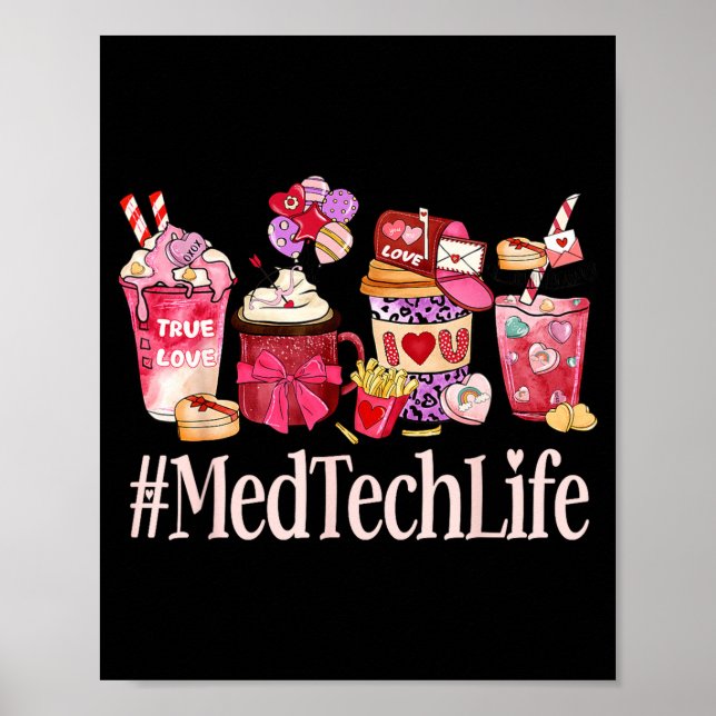 Med Tech Women Coffee Lovers Funny Valentine's Day Poster (Vorne)