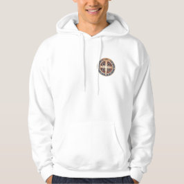 Medaille St. Benedict auf weißem mit Kapuze Hoodie
