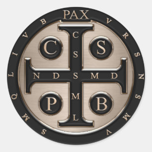 Medaille St. Benedict Runder Aufkleber