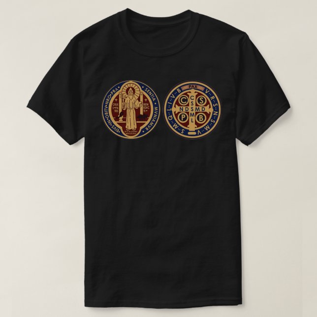 Medaille von Saint-Benedikt T-Shirt (Design vorne)