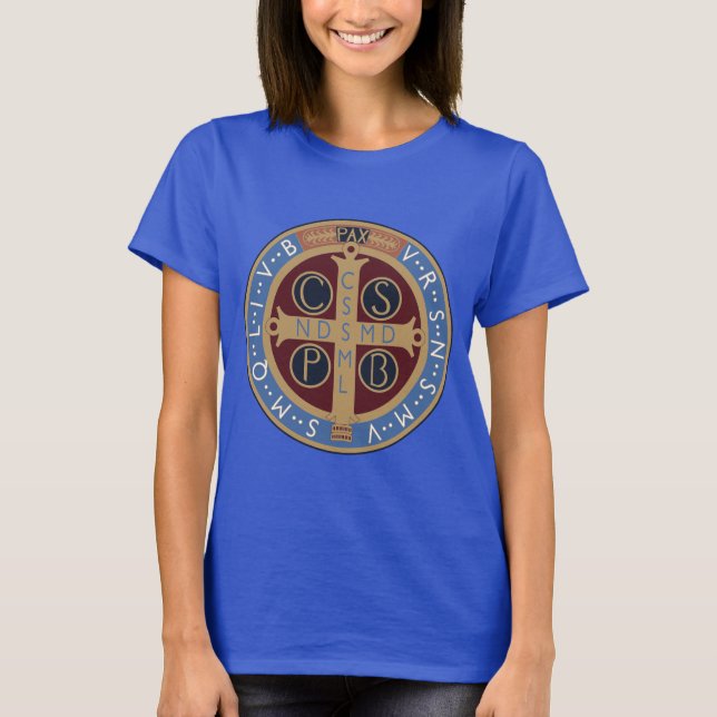 Medaille von Saint-Benedikt T-Shirt (Vorderseite)