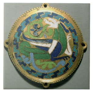 Medaillon, das einen Drachen, Franzosen, von Fliese