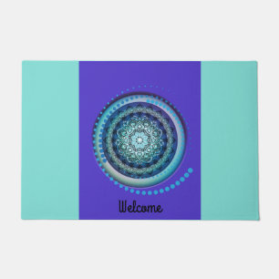 Medallion Aqua Blue lila Welcome Mat Fußmatte