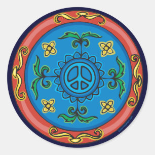 Medallion Design Peace Sign Runder Aufkleber
