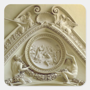 Medallion, die die Taufe des Konstantin darstellt Quadratischer Aufkleber