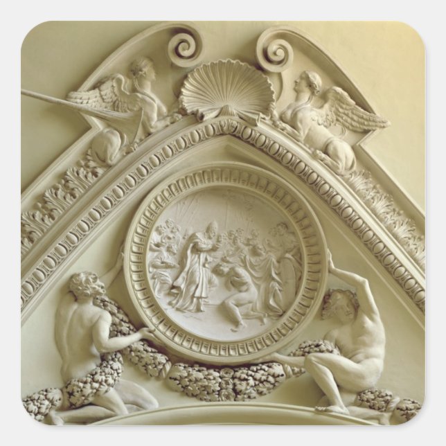 Medallion, die die Taufe des Konstantin darstellt Quadratischer Aufkleber (Vorderseite)