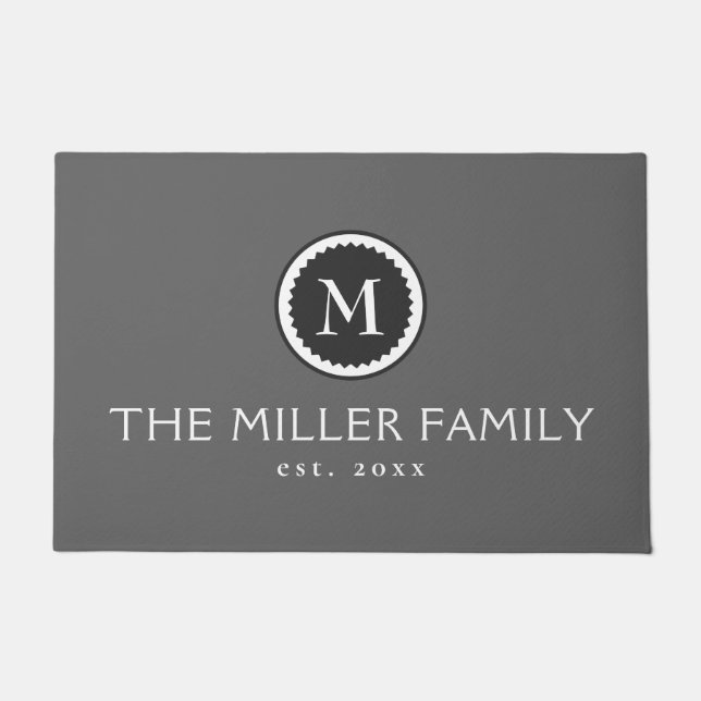 Medallion | Grau und Weiß Fußmatte (Vorderseite)