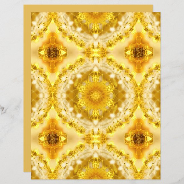 Medallion in Mustard Golden Yellow Batik Pattern (Vorne/Hinten)
