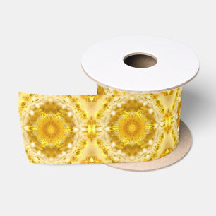 Medallion Muster in Mustard Yellow Batik Muster Satinband