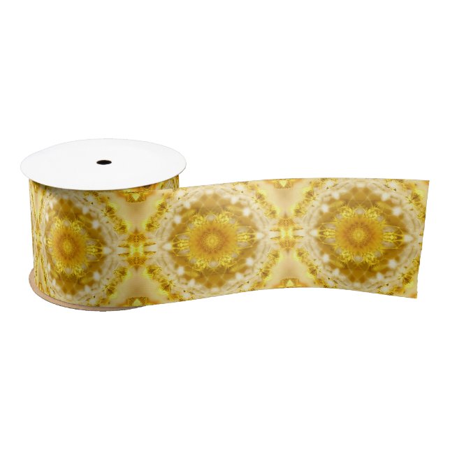 Medallion Muster in Mustard Yellow Batik Muster Satinband (Spule)