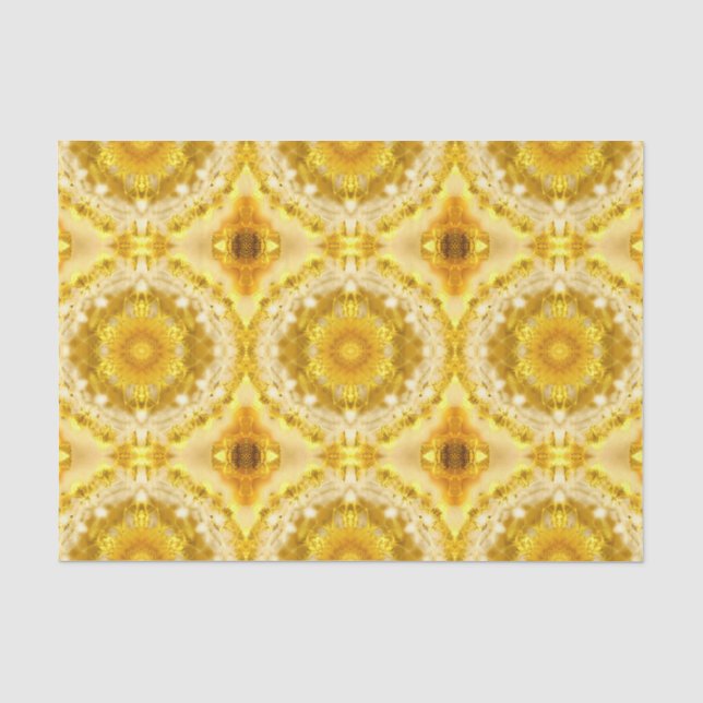 Medallion Muster in Mustard Yellow Batik Muster Seidenpapier (Vorderseite)