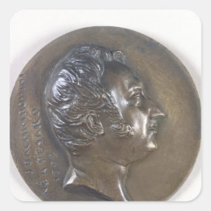 Medallion Porträt von Gioacchino Rossini 1829 Quadratischer Aufkleber