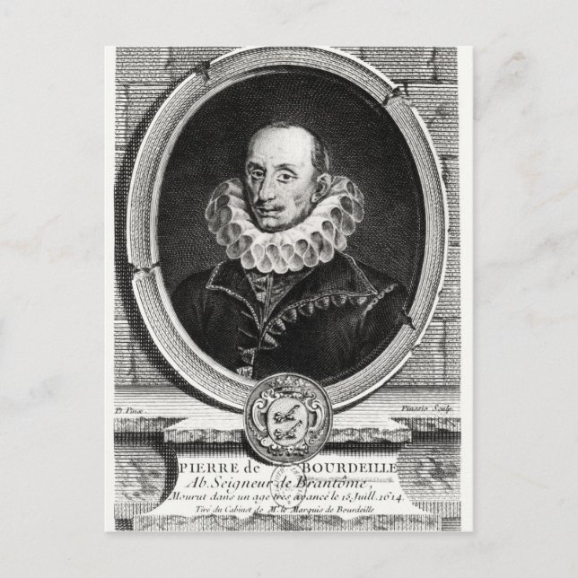 Medallion Porträt von Pierre de Bourdeille Postkarte (Vorderseite)