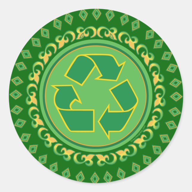 Medallion Recycle Sign Runder Aufkleber (Vorderseite)
