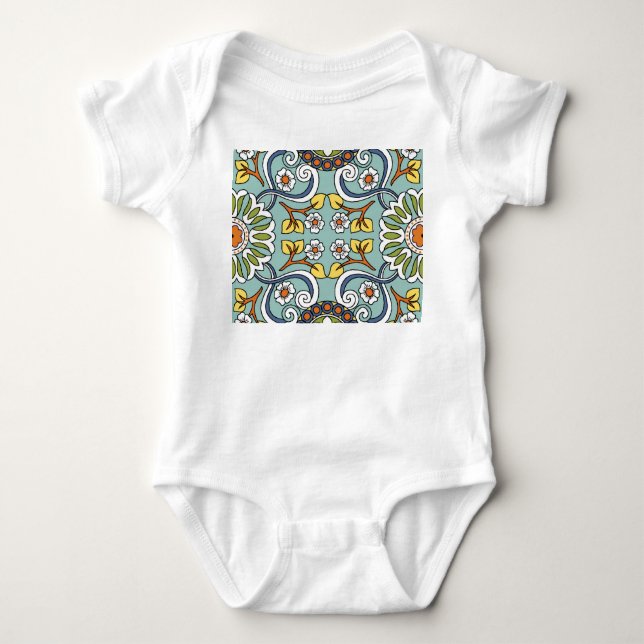 Medallion Türkisches Vintages Muster Baby Strampler (Vorderseite)