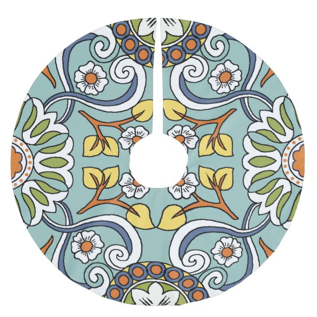 Medallion Türkisches Vintages Muster Polyester Weihnachtsbaumdecke (Vorderseite)