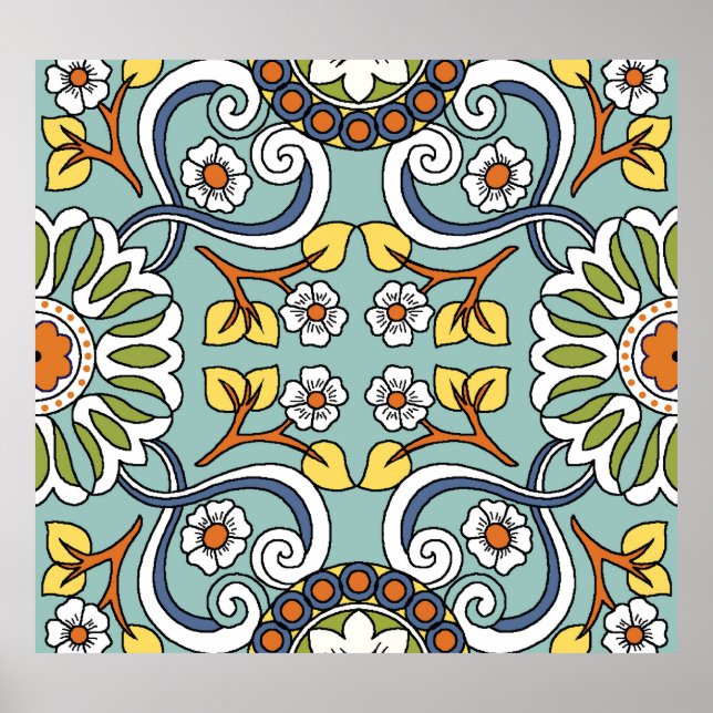 Medallion Türkisches Vintages Muster Poster (Vorne)