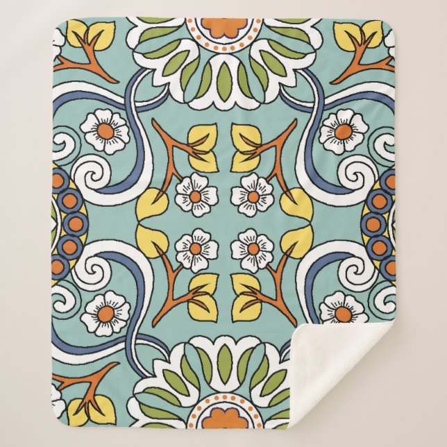 Medallion Türkisches Vintages Muster Sherpadecke (Vorderseite)