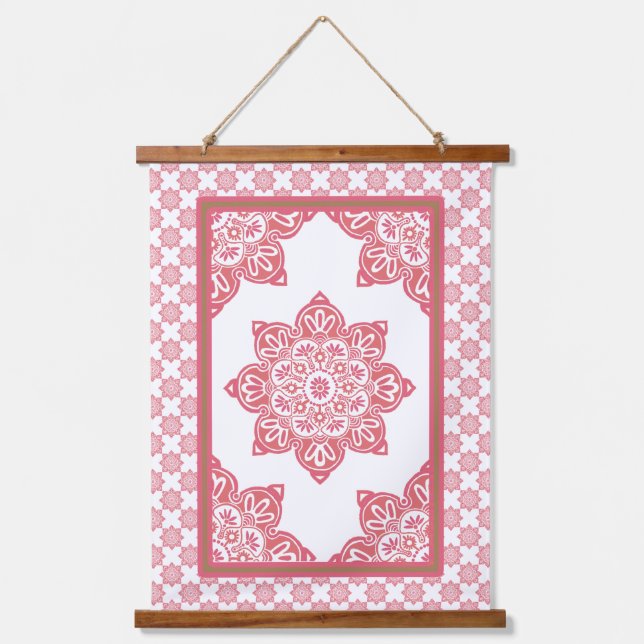 Medallion Wood Topped Wall Tapestry Wandteppich Mit Holzrahmen (Vorderseite)