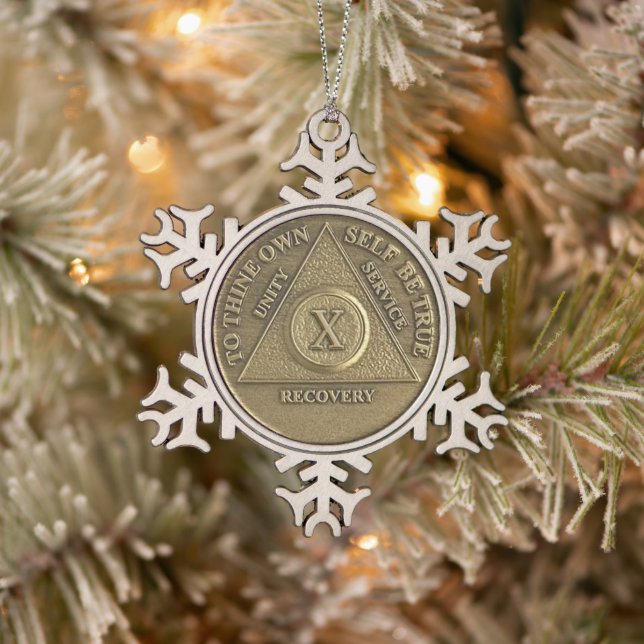 Medallion zum 10-jährigen Jubiläum Schneeflocken Zinn-Ornament (Baum)