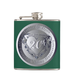 Medallion zum 20. Smaragdjüdischen Hochzeitstag Flachmann