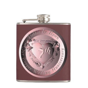 Medallion zum 7. Geburtstag der Kupferhochzeit Flachmann