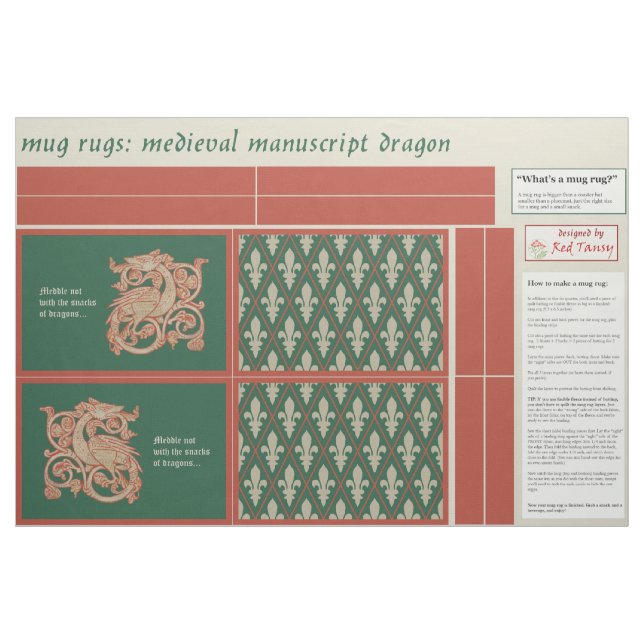 "Meddle not" Dragon DIY Tasse Rugs Stoff (Fat Quarter (45,7 x 55,9 cm))