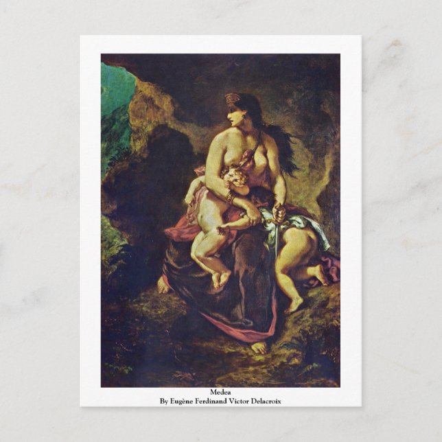 Medea By Eugène Ferdinand Victor Delacroix Postkarte (Vorderseite)
