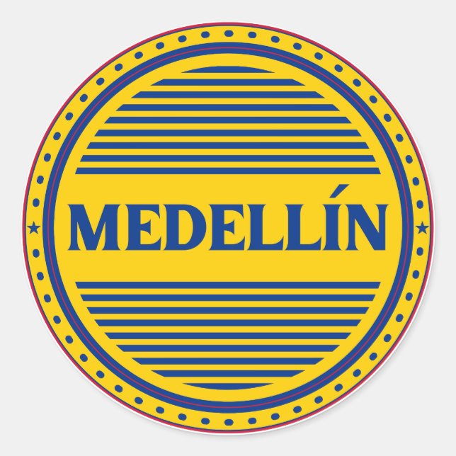 Medellin City Pride Emblem – Colombian Identity Runder Aufkleber (Vorderseite)