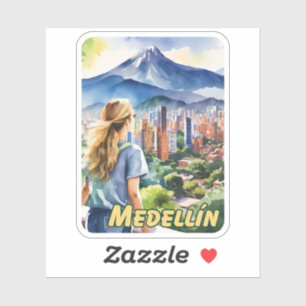 Medellin Colombia Watercolor Aufkleber
