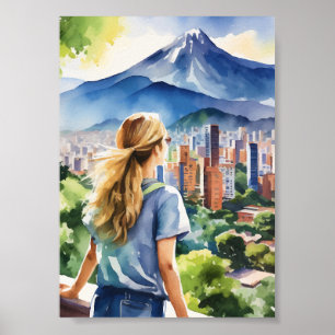 Medellin Colombia Watercolor Poster