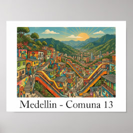 Medellin Kolumbien Comuna 13 Reise Kunst Poster