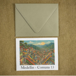 Medellin Kolumbien Comuna 13 Reise Kunst Postkarte
