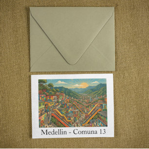 Medellin Kolumbien Comuna 13 Reise Kunst Postkarte