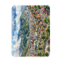 Medellin, Kolumbien Panoramablick Wasserfarben Kun
