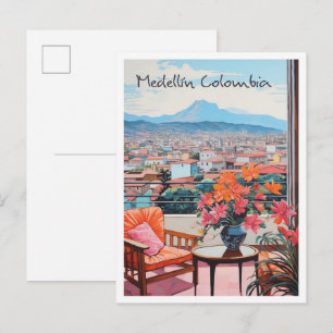 Medellin Kolumbien Vintage Reise Kunst Postkarte
