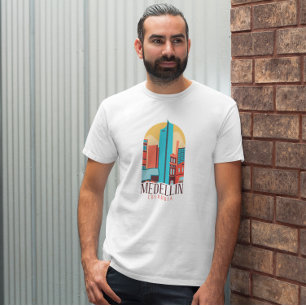 Medellin Kolumbien Vintage-Stadtansicht T-Shirt