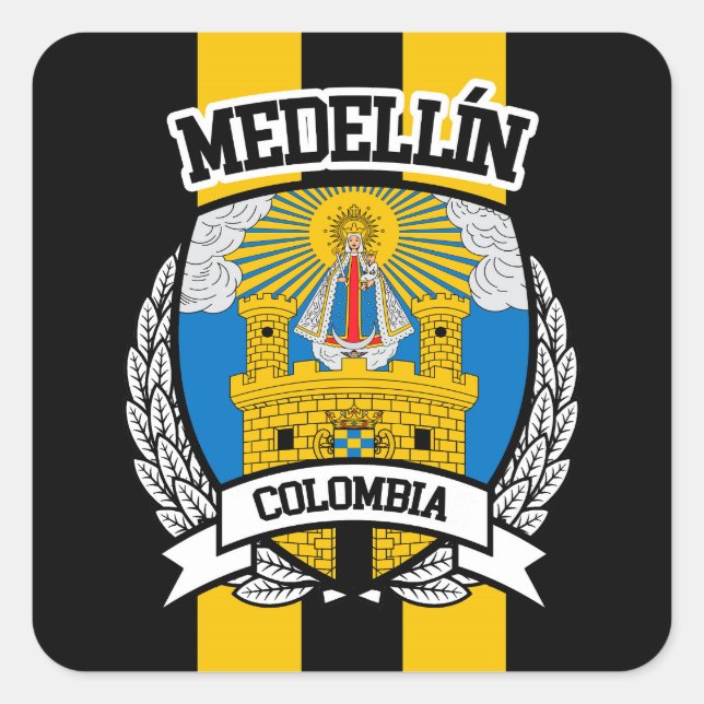 Medellín Quadratischer Aufkleber (Vorderseite)