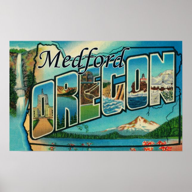 Medford, Oregon - Große Buchstabenszenen Poster (Vorne)