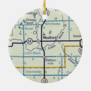 Medford WI Karte Keramik Ornament