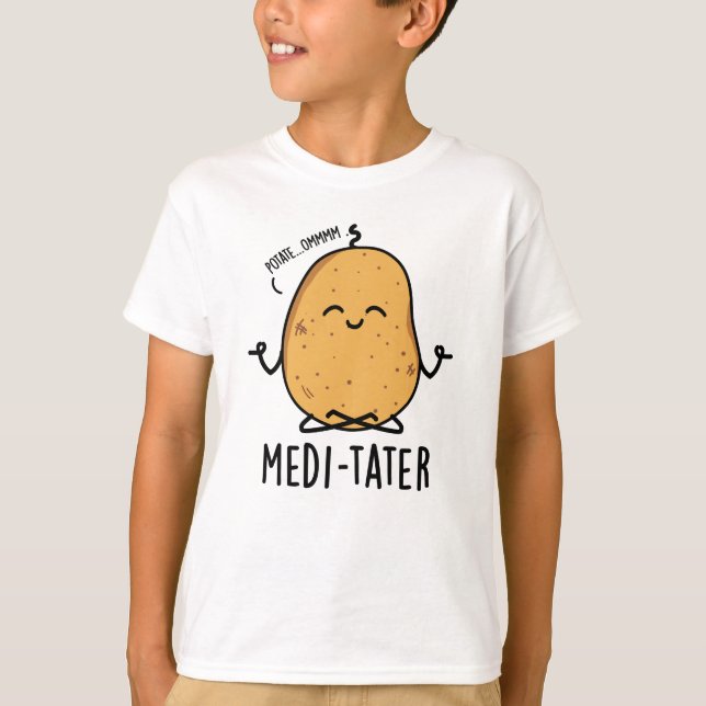 Medi-tater Funny Meditating Potato Pub T-Shirt (Vorderseite)
