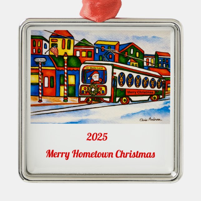Media, Pennsylvania 2025 Christmas Ornament Aus Metall (Vorne)