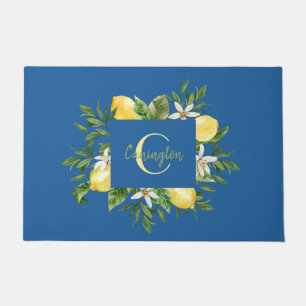Median Lemon Monogram New Zuhause Blue Fußmatte