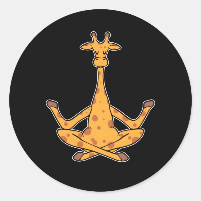 Mediation Giraffe Yoga Instructor Runder Aufkleber (Vorderseite)