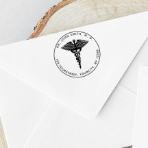 Medical 3d Caduceus Symbol Runde Rücksendeadresse