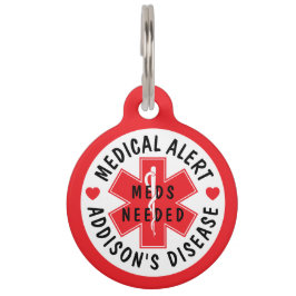 Medical Alert Addison's Disease Pet Tag NEEDS MEDS Haustiermarke